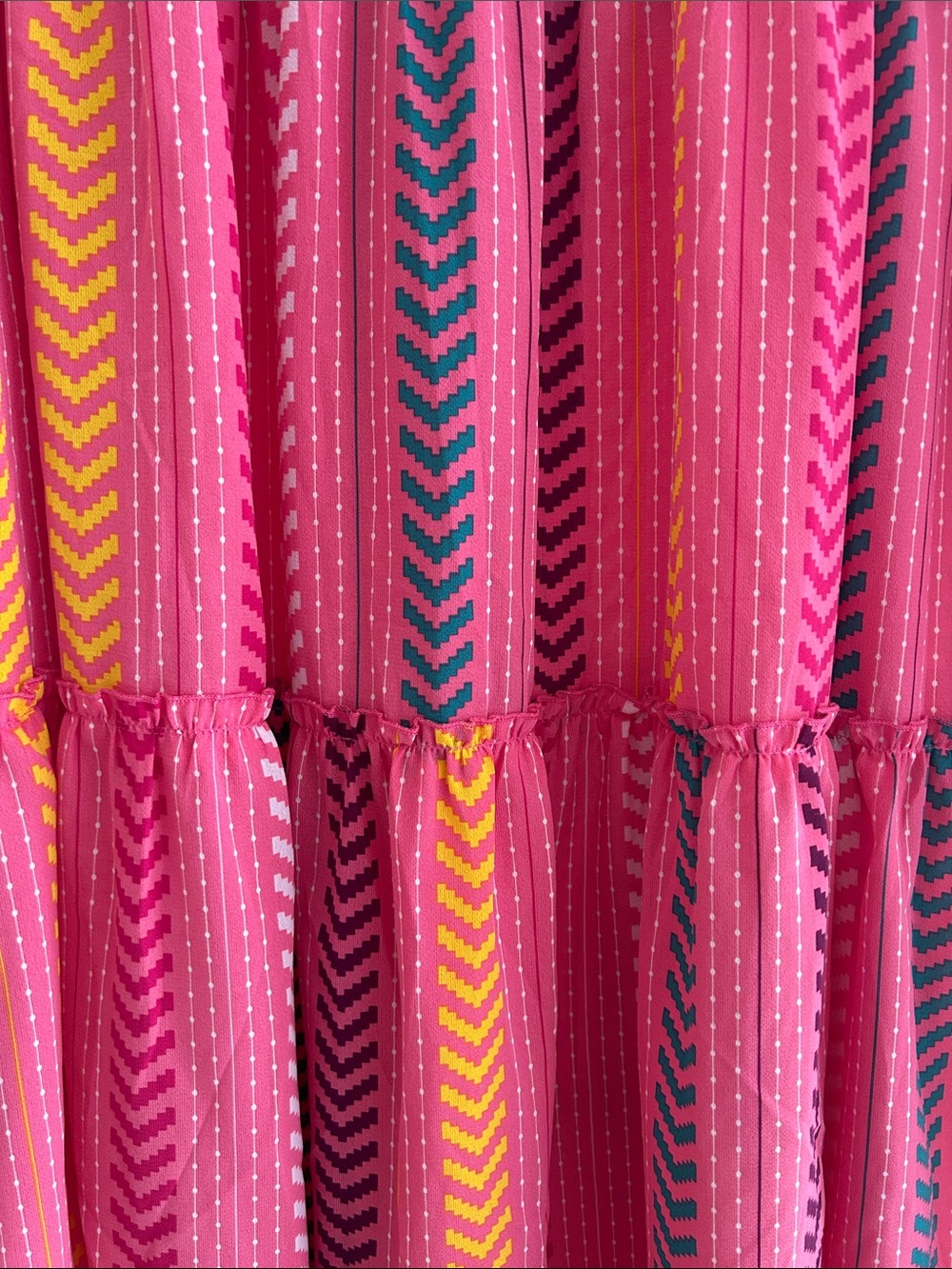 Bright Pink Chevron Tiered Maxi Skirt - Picture 4 of 5